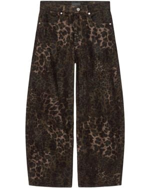 AllSaints Leopard Print Sadie Barrel-Leg Jeans - Brown