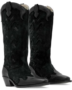 AllSaints Suede Dolly Cowboy Boots 47 - Black