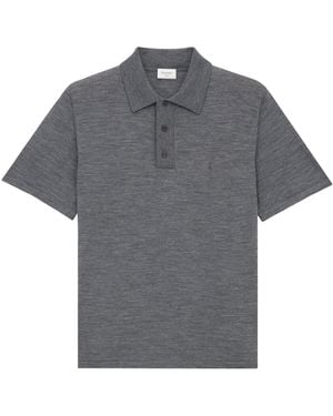Saint Laurent Wool Cassandre Polo Shirt - Grey