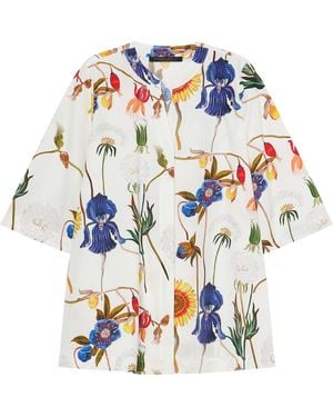 Marina Rinaldi Cotton Floral Blouse - White