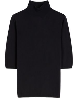 Max Mara Virgin Wool High-Neck Top - Black
