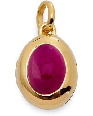 Monica Vinader Vermeil And Quartz July Birthstone Locket - Pink