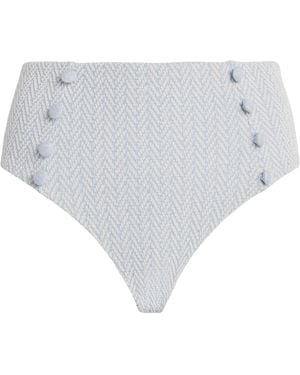 Devon Windsor Herringbone Malia High-Waist Bikini Briefs - White