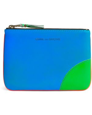 Comme des Garçons Small Leather Super Fluo Pouch - Blue