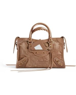 Balenciaga Small Lambskin Le City Top-Handle Bag - Brown
