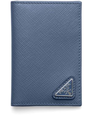 Prada Saffiano Leather Bifold Card Holder - Blue