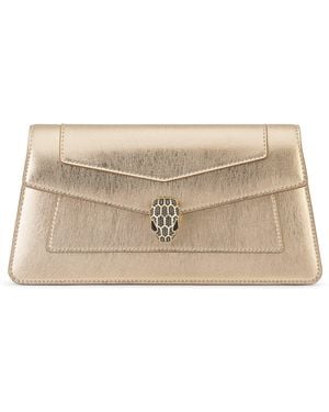 BVLGARI Metallic Leather Serpenti Forever Clutch Bag - Natural