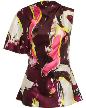 ROKSANDA Satin Printed Nomi Blouse - Red