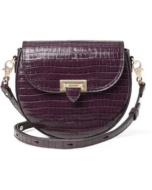 Aspinal of London Leather Croc-Embossed Portobello Cross-Body Bag - Purple
