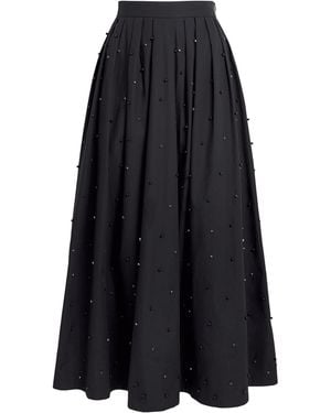 Maje Cotton Embellished Midi Skirt - Black