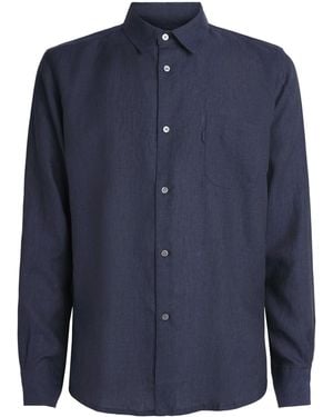 Derek Rose Linen Monaco Shirt - Blue