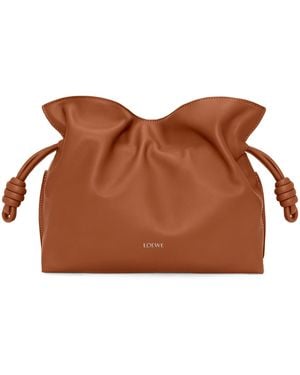 Loewe Medium Leather Flamenco Clutch Bag - Brown