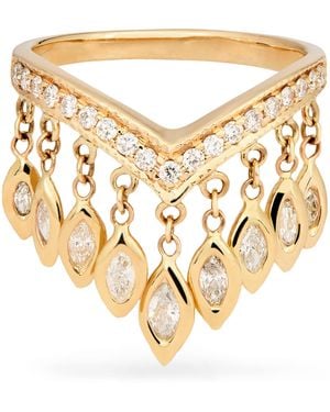 Jacquie Aiche And Diamond Fringe Wishbone Ring - Metallic