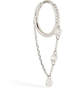 PERSÉE And Diamond Drop Huggie Single Earring - White