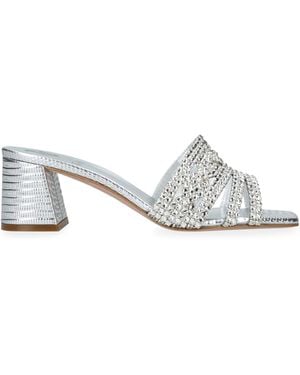 Gina Leather Embellished Utah Mules 50 - White