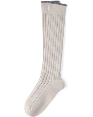 Brunello Cucinelli Cashmere Ribbed Socks - White