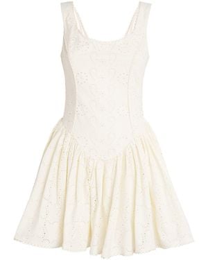 Agua Bendita Cotton Pluma Playa Mini Dress - White