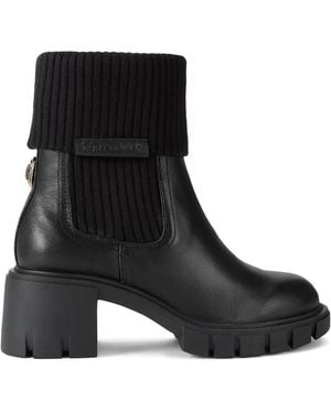Kurt Geiger Leather Rib-Trim Snug Ankle Boots - Black