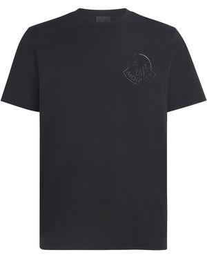 Moncler Cotton Flocked Logo T-Shirt - Black