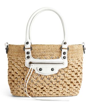 Balenciaga Small Raffia-Lambskin Le City Basket Bag - Metallic