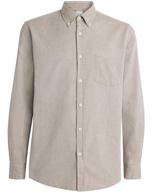 Sunspel Brushed Cotton Oxford Shirt - Gray