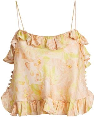 Sandro Satin Floral Print Cami Top - Natural