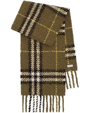 Burberry Alpaca-Blend Bouclé Check Scarf - Green