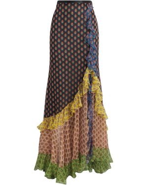 Etro Silk Paisley Midi Skirt - Natural