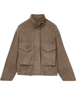 AllSaints Suede Clay Bomber Jacket - Brown