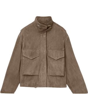 AllSaints Suede Clay Bomber Jacket - Brown