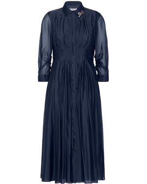 Max Mara Silk Blend Midi Shirt Dress - Blue