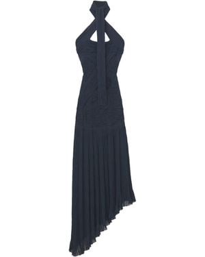 McQueen Asymmetric Halterneck Midi Dress - Blue
