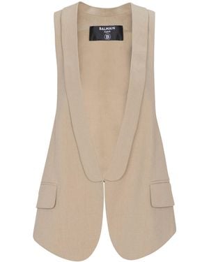 Balmain Linen-Cotton Oversized Waistcoat - Natural