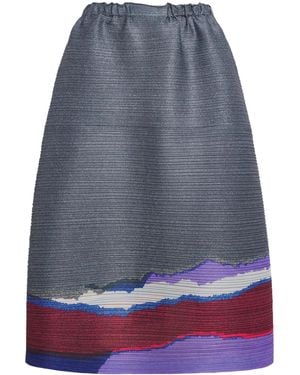 Pleats Please Issey Miyake Grainy Colors Midi Skirt - Blue