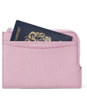 Aspinal of London Leather Zipped Travel Wallet - Purple