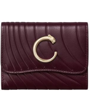 Cartier Mini Leather Panthère De Wallet - Purple