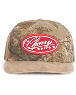 CHERRY LA Canvas Camouflage Print Logo Baseball Cap - Red