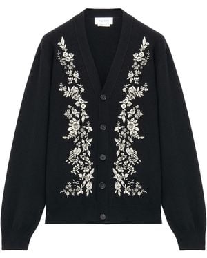 McQueen Wool Embroidered Cardigan - Black