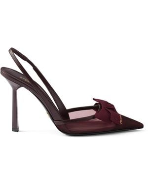 Prada Mesh Bow Slingback Court Shoes 100 - Brown