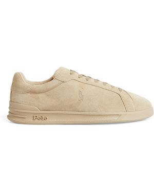 Polo Ralph Lauren Suede Heritage Court Ii Trainers - Natural