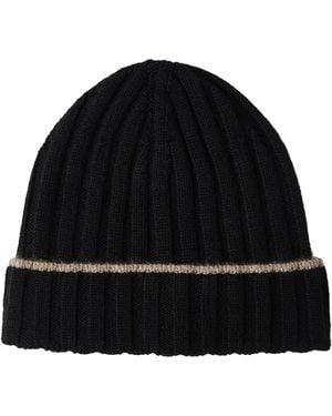 Brunello Cucinelli Cashmere Ribbed Beanie - Black