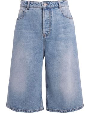 Ami Paris Oversized Bermuda Jean Shorts - Blue