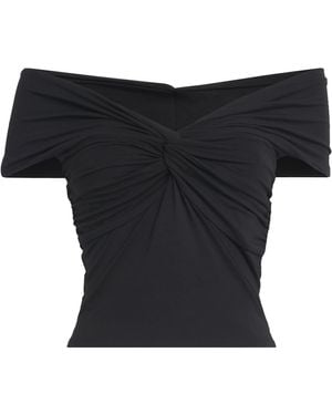 GOOD AMERICAN Stretch-Jersey Twist Off Crop Top - Black