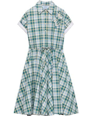 Prada Cotton Check Shirt Dress - Blue