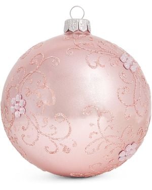 Harrods Metallic Glitter Swirl Bauble - Pink