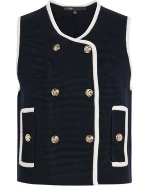 Maje Contrast-Trim Sleeveless Top - Blue