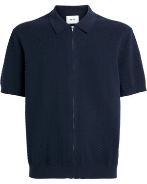 NN07 Organic Cotton Zip-Up Polo Shirt - Blue