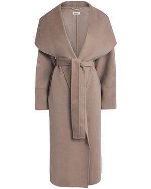 Soft Goat Wool-Cashmere Long Coat - Brown