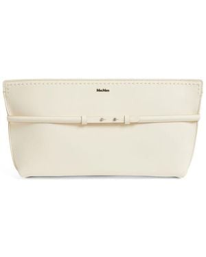 Max Mara Leather Archetipo Clutch Bag - Natural