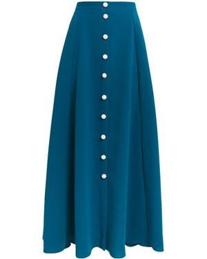 Edeline Lee Georgette Jab Midi Skirt - Blue